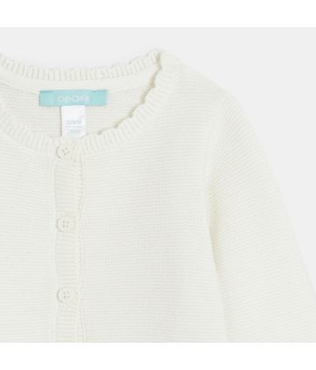 Baby girl's ecru decorative-knit cardigan