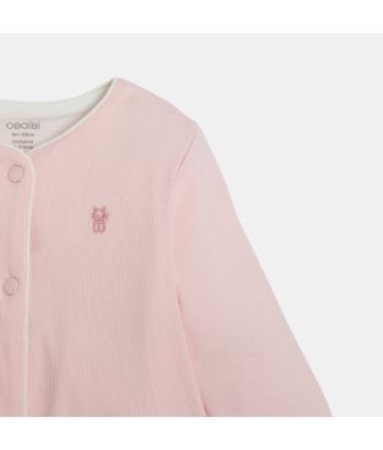 Baby girl's pink ribbed jersey cardigan