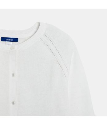 Girl's white sparkly fine knit cardigan