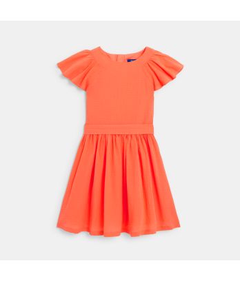 Girl's elegant orange dress with butterfly sleeves
