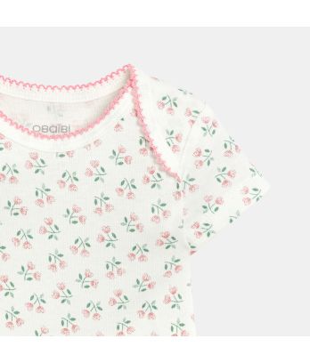 Baby girl's short-sleeve, envelope-neckline pink bodysuit (pack of 3)