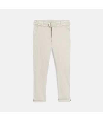 Boy's ecru slim chino trousers + belt