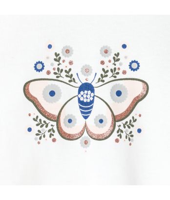 Baby girl's blue textured butterfly T-shirt