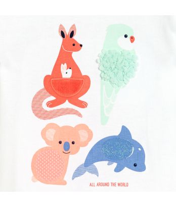 Baby girl's white sensory animal T-shirt