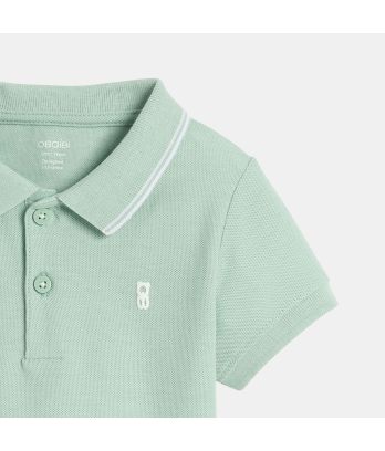 Baby boy's plain blue piqué polo shirt