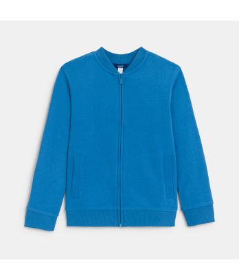 Boy's soft plain blue fleece baseball sweatshirt