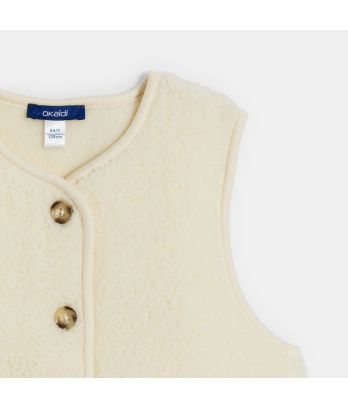 Girl's ecru fleece sleeveless jacket