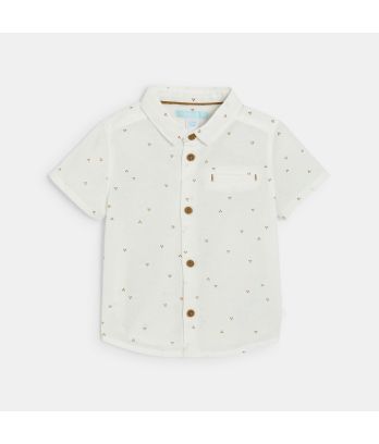 Baby boy's white short-sleeve printed shirt.