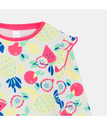 Baby girl's white fruit UV protection T-shirt