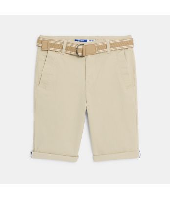 Boy's beige belted chino shorts