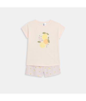 Girl's pastel pink jersey 2-piece shortie pyjamas