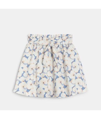Girl's blue printed flared skirt