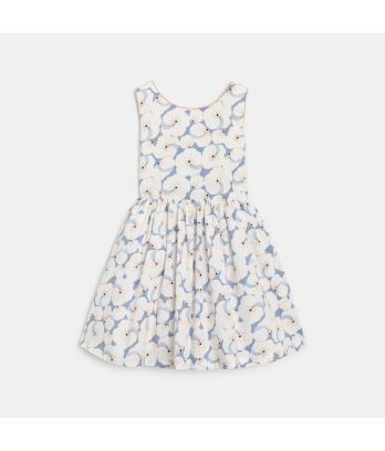 Girl's chic blue printed flared dress