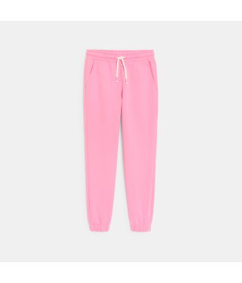 Girl's plain pink fleece joggers