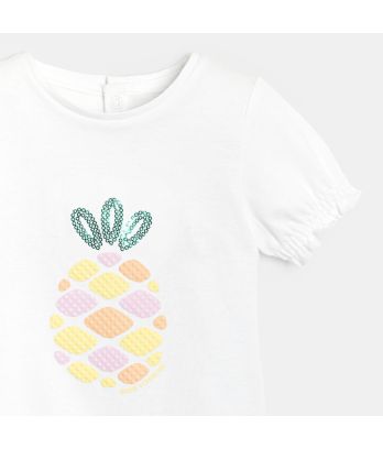 Baby girl's white sequinned T-shirt