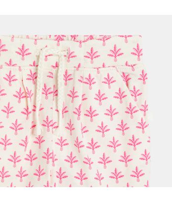 Baby girl's pink palm tree jersey cotton trousers