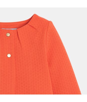 Baby girl orange waffle knit cardigan