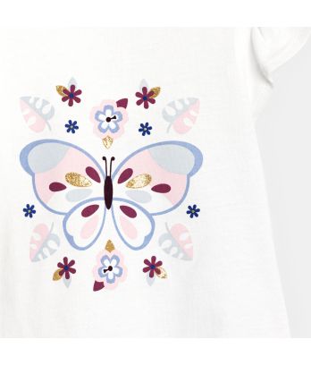 Baby girl's white butterfly print T-shirt
