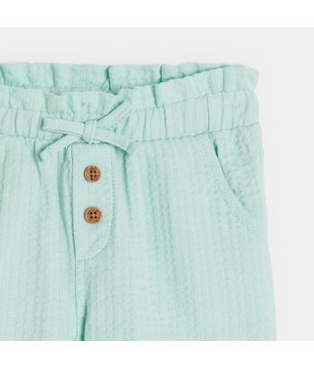 Baby girl's blue shorts in lightweight patterned cotton