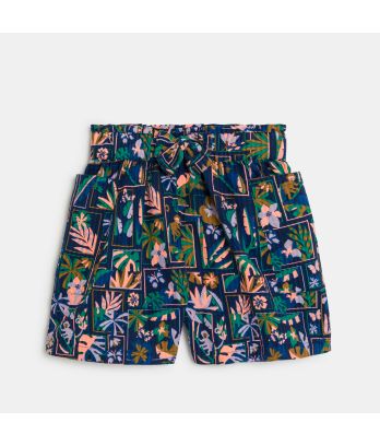 Girl's blue printed loose-fit shorts
