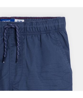 Boy's slim-fit plain canvas Bermuda shorts