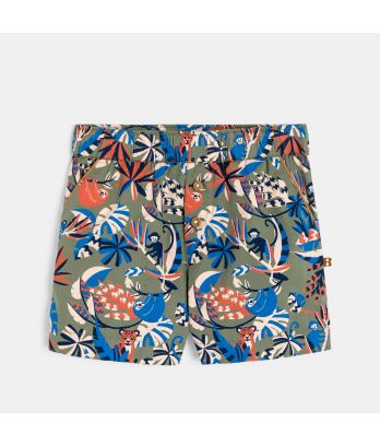 Baby boy's khaki green cotton animal shorts