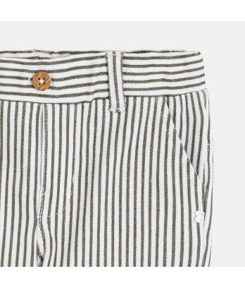 Baby boy's green striped straight-cut trousers