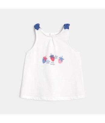 Baby girl's blue butterfly bow vest top