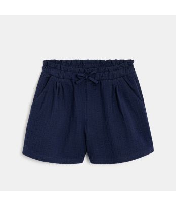 Girl's soft navy blue textured jersey shorts