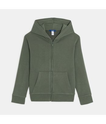 Boy's green zip-up hoodie