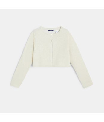 Girl's beige sequinned bolero cardigan