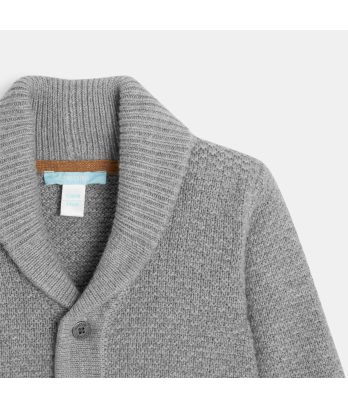 Organic cotton buttoned heathered knit cardigan