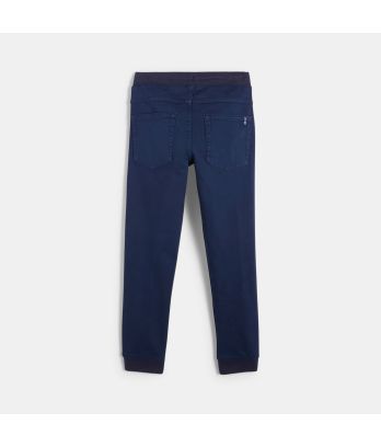 Plain-colored stretch canvas jogpants