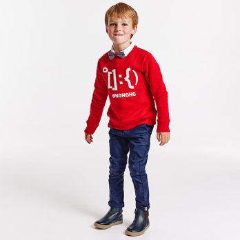 Boy's plain blue cotton twill chinos
