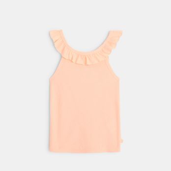 Plain-coloured tank top with ruffled collar