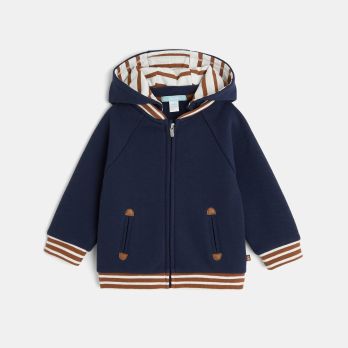 Waffled fleece gilet with removable hood