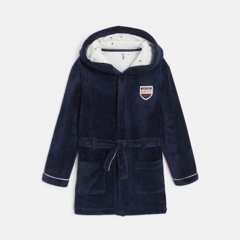 Hooded fleece bathrobe