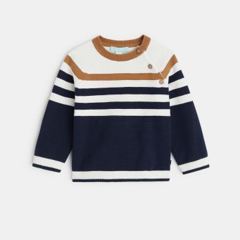 Baby boy's blue striped knitted jumper