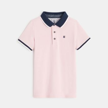 Piqué polo shirt with coloured collar