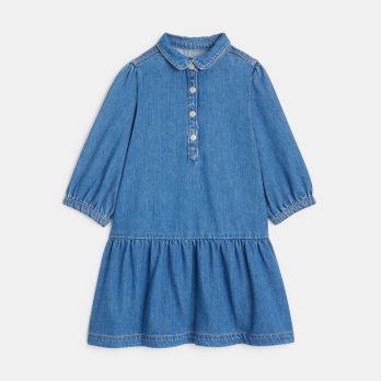 Girl's blue denim shirt dress