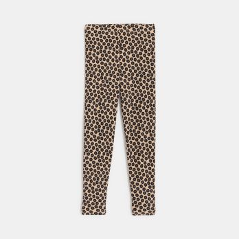 Girl's brown leopard print ribbed leggings