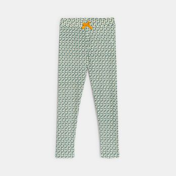 Girl's green printed jersey leggings