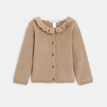 Baby girl's sparkly beige knitted cardigan