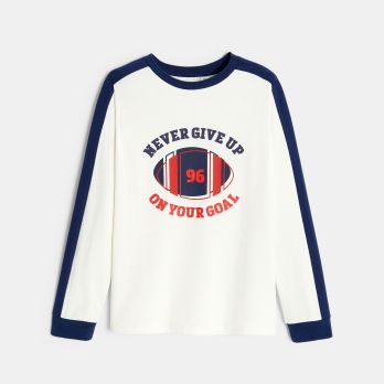 Boy's white long-sleeve rugby T-shirt
