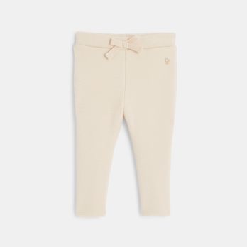 Baby girls' pink soft trousers with elasticated waist