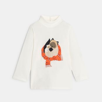 Baby girl’s white cats turtleneck T-shirt