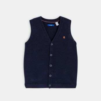 Boy's blue sleeveless cardigan