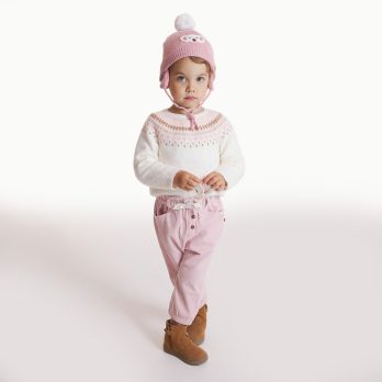 Baby girls' pink corduroy trousers