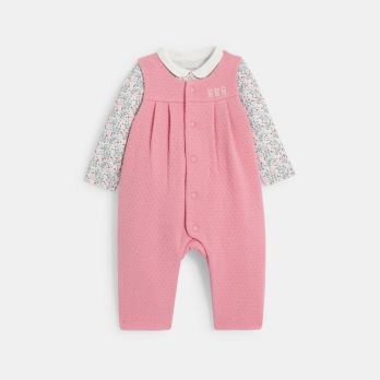 Baby girl's pointelle jumpsuit with pink floral bodysuit