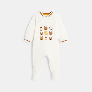 Baby boy's white textured animal sleepsuit